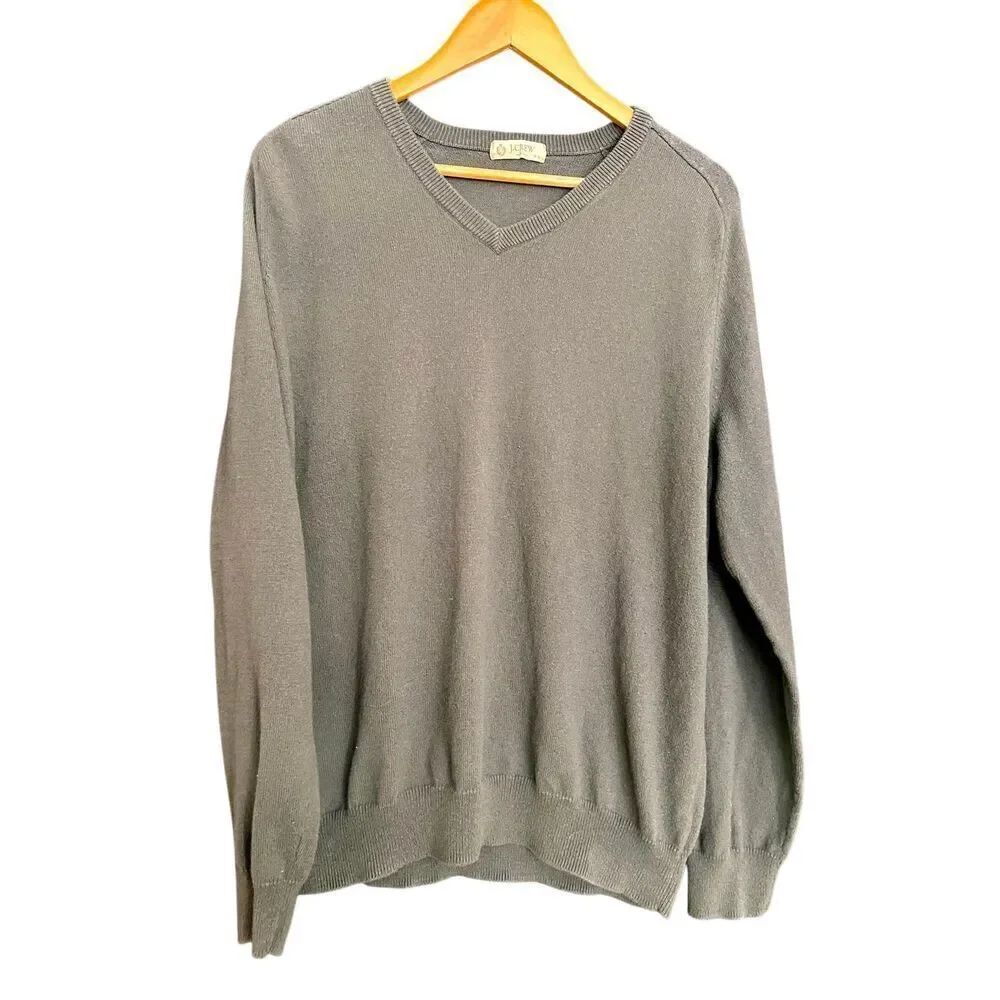 J. Crew Unisex Gray Cotton Cashmere Sweater—Size XL